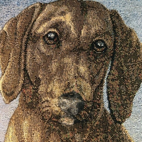 Dachshund Dog Needlepoint Throw Pillow 16"x14.5" Signed J GIBSON VGC - Picture 2 of 10